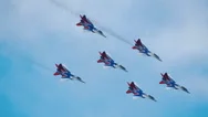 Aerobatic Team &Quot;Swifts&Quot; Performs Aerobatics On A Background Of Blue Sky Stock Footage