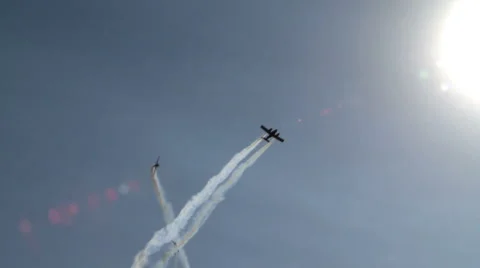 Aerobatics. Aircraft performing maneuvers in air Stock Footage 57885053
