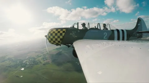Aerobatics on an airplane Stockbeeldmateriaal 147714904