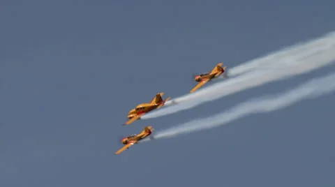 Aerobatics. View of planes fly in formation Stock Footage 57876383