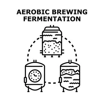 Aerobic brewing fermentation process line icon concept 스톡 일러스트