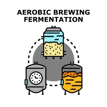 Aerobic brewing fermentation process line icon concept Stock Illustration