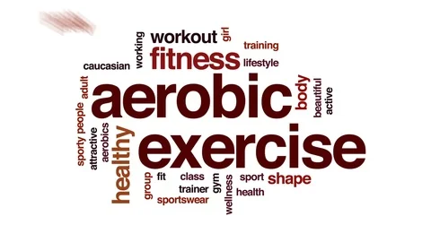 Aerobic exercise animated word cloud, text design animation. Stock Footage