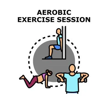 Aerobic exercise session concept with people working out Stock Illustration