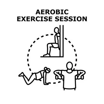 Aerobic exercise session concept with people working out Stock Illustration