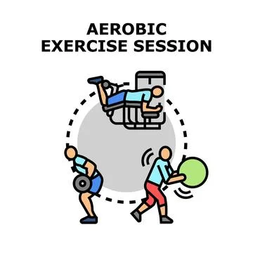 Aerobic exercise session performing different fitness workouts Ilustración de archivo