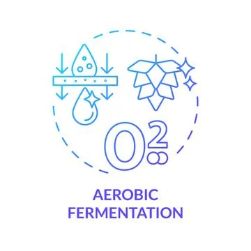 Aerobic fermentation blue gradient concept icon Stock Illustration