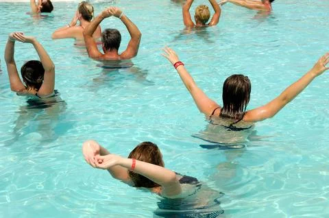 Aerobic in pool Stock Photos