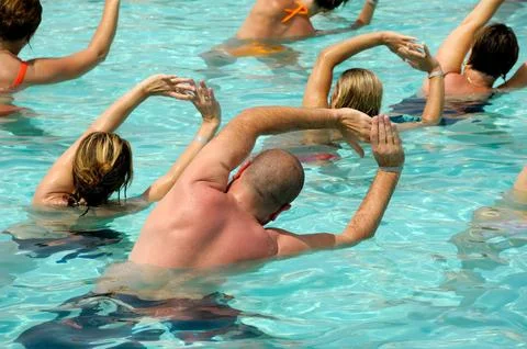 Aerobic in pool Stock Photos