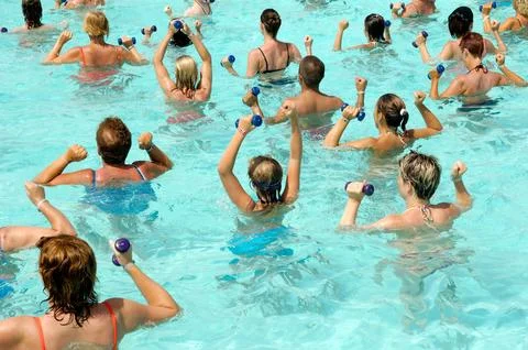 Aerobic in pool Stock Photos