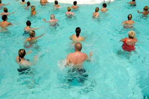 Aerobic in pool Stock Photos