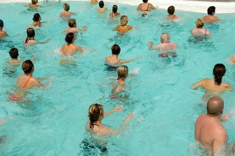 Aerobic in pool Stock Photos