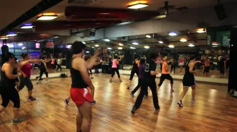Aerobics class- Kick Boxing Stock Footage