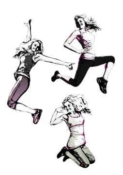 Aerobics trio Stock Illustration