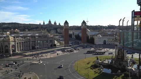 Aerobus on Placa d' Espana Stock Footage 87335266