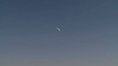 Aerodrome. View of single-engine plane flying high Video stock 58448863