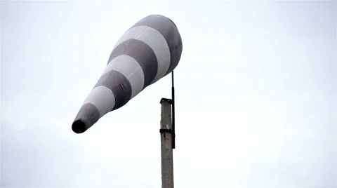 Aerodrome wind sock. Wind and clouds Stock Footage 65286772
