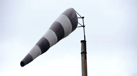 Aerodrome wind sock. Wind and clouds Stock Footage 65286782