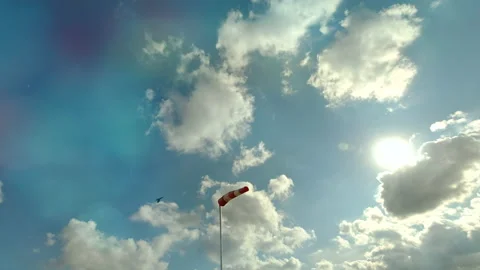 Aerodrome windsock, used to indicate wind speed and direction. Stock Footage 133704093