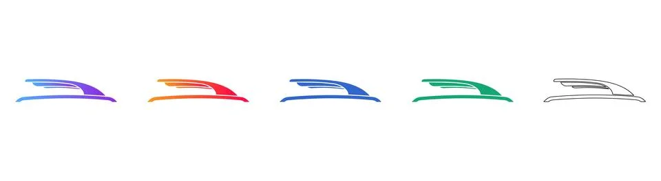Aerodynamic Wing Shape Icon Set Stock Illustration