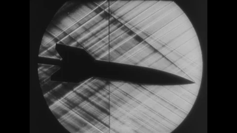 Aerodynamics of scale model of V2 rocket tested Stock Footage 103385854