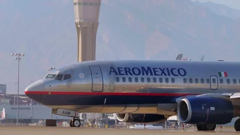 AeroMexico aircraft ready for take off on the runway Stock Footage 81928127