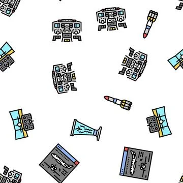 Aeronautical engineer aircraft vector seamless pattern Stock Illustration