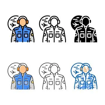 Aeronautical engineer worker diversity color icon vector Stockillustratie