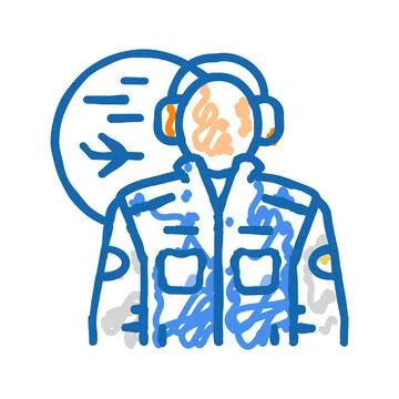 Aeronautical engineer worker icon doodle illustration Stock Illustration