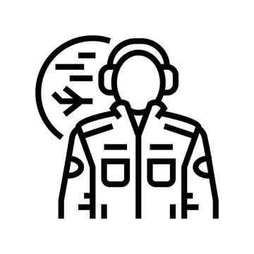 Aeronautical engineer worker line icon vector illustration Stock Illustration