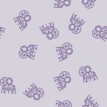 Aeronautical engineer worker line seamless pattern Stock Illustration