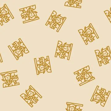 Aeronautical engineer worker line vector seamless pattern Stock Illustration