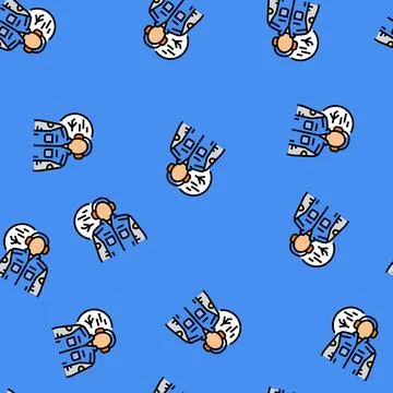 Aeronautical engineer worker vector seamless pattern Stock Illustration
