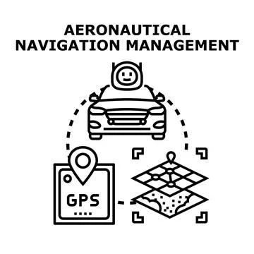 Aeronautical navigation management and gps global positioning system Stock Illustration