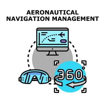 Aeronautical navigation management system with virtual reality goggles Stock Illustration