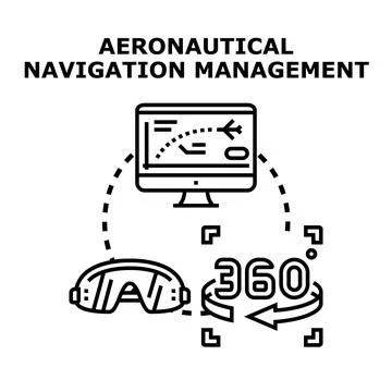 Aeronautical navigation management system with virtual reality goggles Stock Illustration