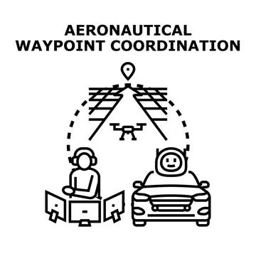 Aeronautical waypoint coordination concept for autonomous vehicles Stock Illustration