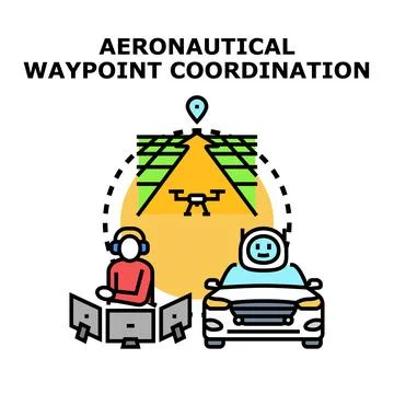 Aeronautical waypoint coordination concept for autonomous vehicles Stock Illustration
