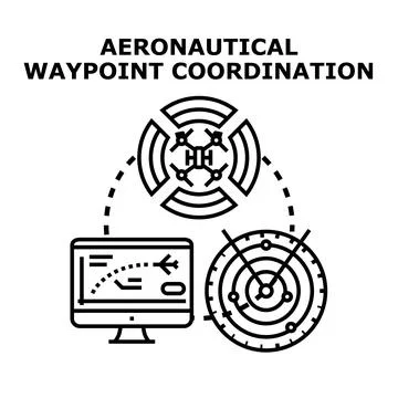 Aeronautical waypoint coordination concept vector icon Stock Illustration