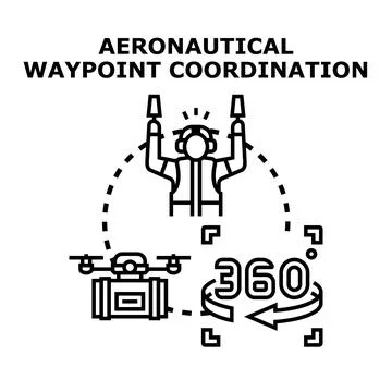 Aeronautical waypoint coordination vector concept illustration Illustrazione stock
