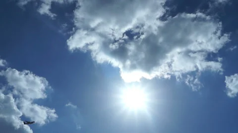 Aeroplane against the sun Stock Footage 31149833