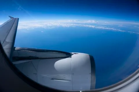 Aeroplane Clouds Window Sky Stock Photos