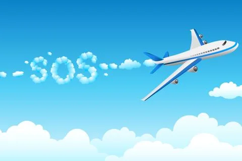 Aeroplane with cloudy sos Stock-Illustration