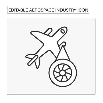Aeroplane engine line icon Stock Illustration