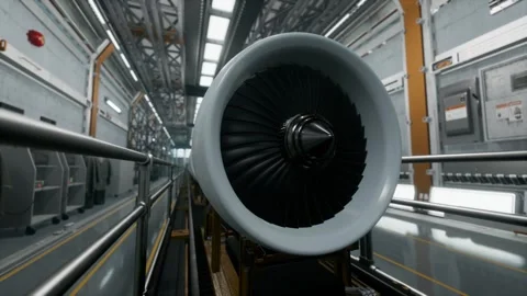 Aeroplane Engines On Production Line In Advanced Manufacturing Facility Stock Footage 310607288
