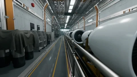 Aeroplane Engines On Production Line In Advanced Manufacturing Facility Stock Footage 310607440
