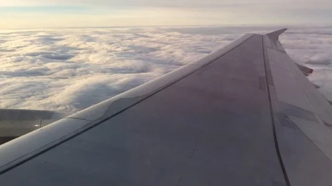 Aeroplane flight clouds evening Video stock 105666451