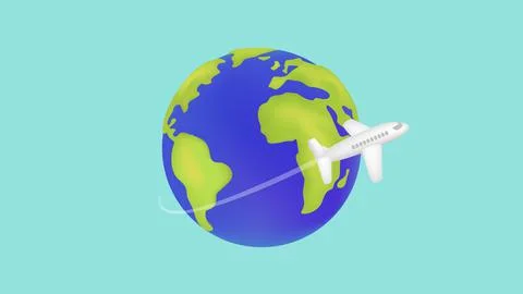 Aeroplane flying around the globe vector illustration Stock Illustration