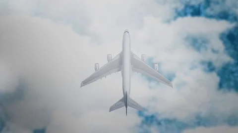 Aeroplane Flying Through Clouds in the blue sky Stock Footage 121715155