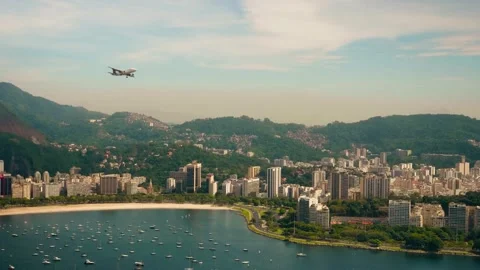 Aeroplane Over Rio De Janeiro Stock Footage